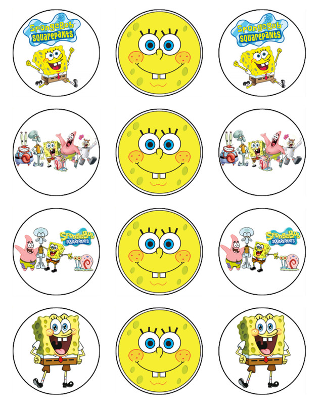 Spongebob Square Pants Cake Topper Edible Icing Birthday Cake Decorations #01 gallery