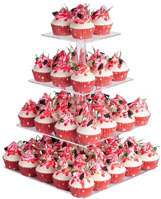 4 Tier Acrylic Cupcake Stand, Premium Cupcake Holder, Acrylic Cupcake Tower D…
