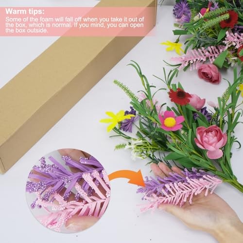 3 Bundles Artificial Flowers for Decoration Faux Roses Bouquet with Pink gallery