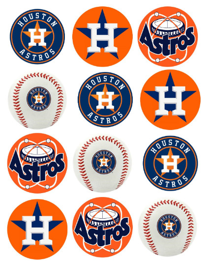 Houston Astros Edible Image Toppers. Edible Round Pre Cut Stickers.