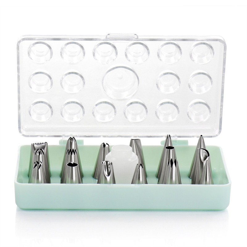 16-Piece Stainless Steel Assorted Cake Decorating Nozzles, Mint gallery