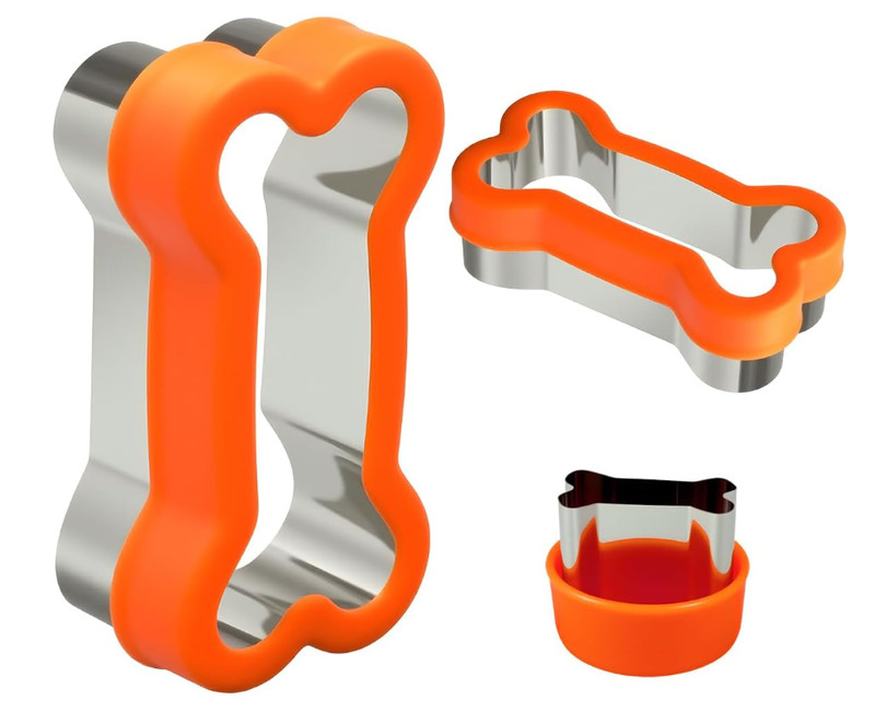 Dog Bone Cookie Cutter Set 3PCS Stainless Steel Treat Biscuit Molds w/Safe Cover