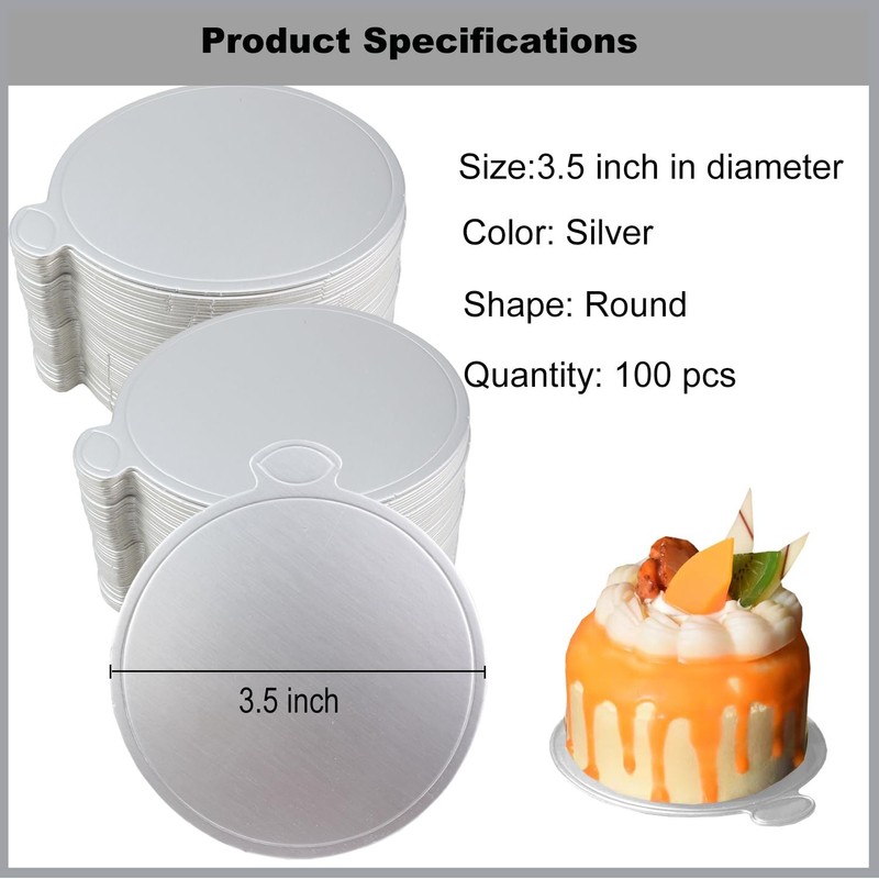 3.5 Inch Mini Cake Boards,100 Pcs Food-Graded Cake Base Round Paper Cupcake D... gallery