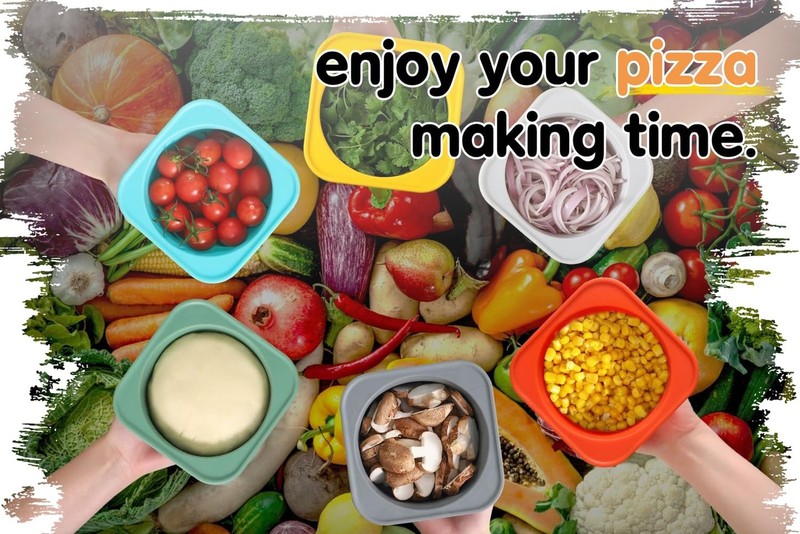Stackable Silicone Artisan Pizza Dough Proofing Proving Containers with Lids-... gallery