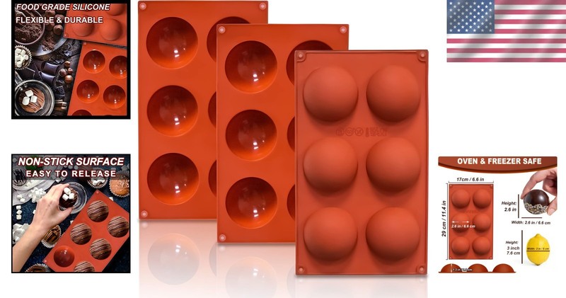 Versatile 6-Cavity Silicone Molds - Perfect for Hot Chocolate Bombs & Desserts gallery