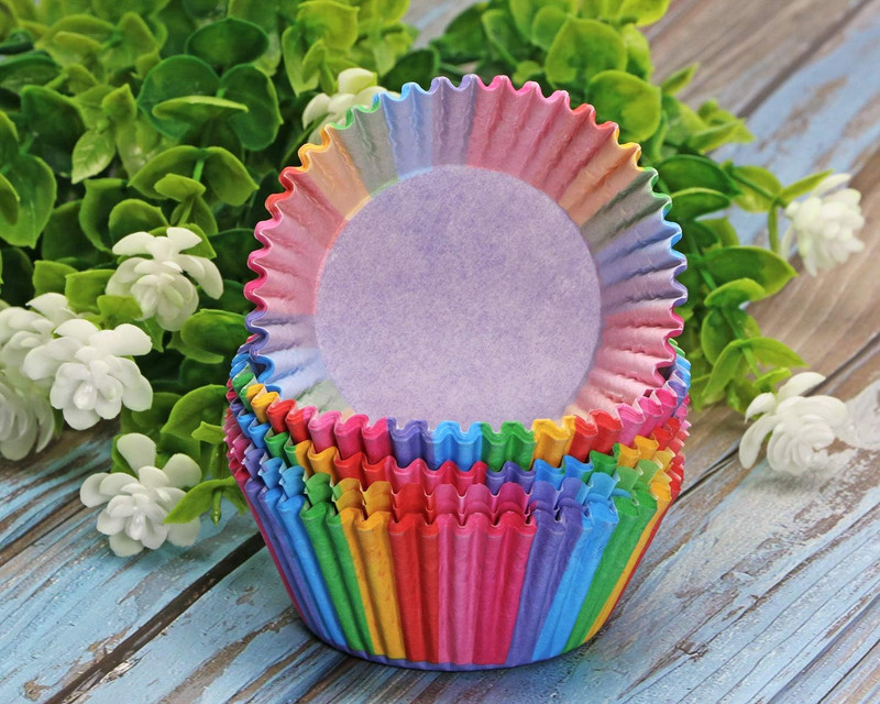 100Pcs Standard Size Paper Baking Cups Rainbow Cupcake Liners for Wedding Birthd gallery