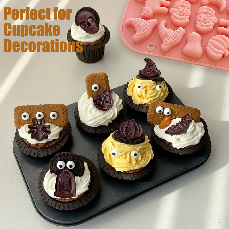 Halloween Silicone Molds - 3 Pack with Pumpkin, Skull, Skeleton, Ghost, Bat Desi gallery
