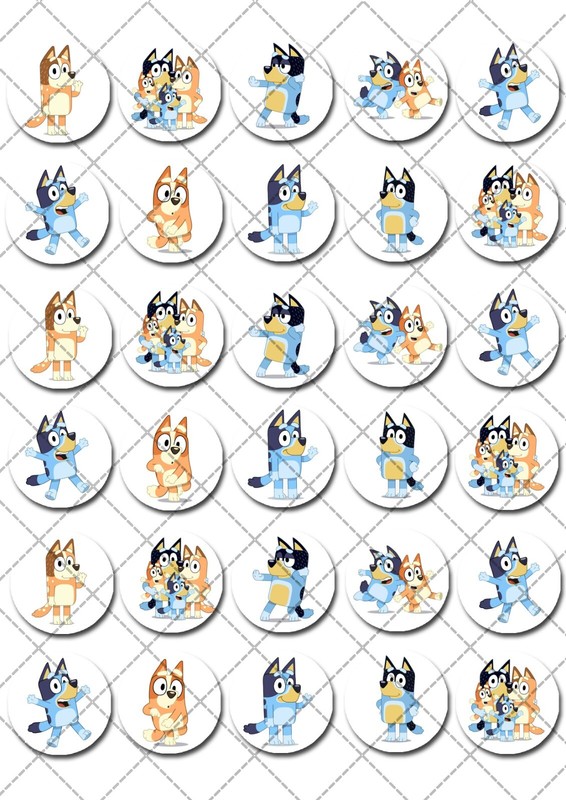Bluey Bingo Pre-cut Mini Edible Icing Cupcake or Cookie Toppers gallery