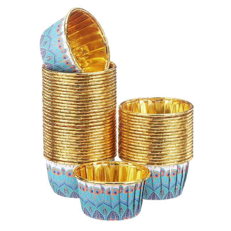 For 150 Pieces Disposable Oven Paper Cupcake Molds, Blue/Purple