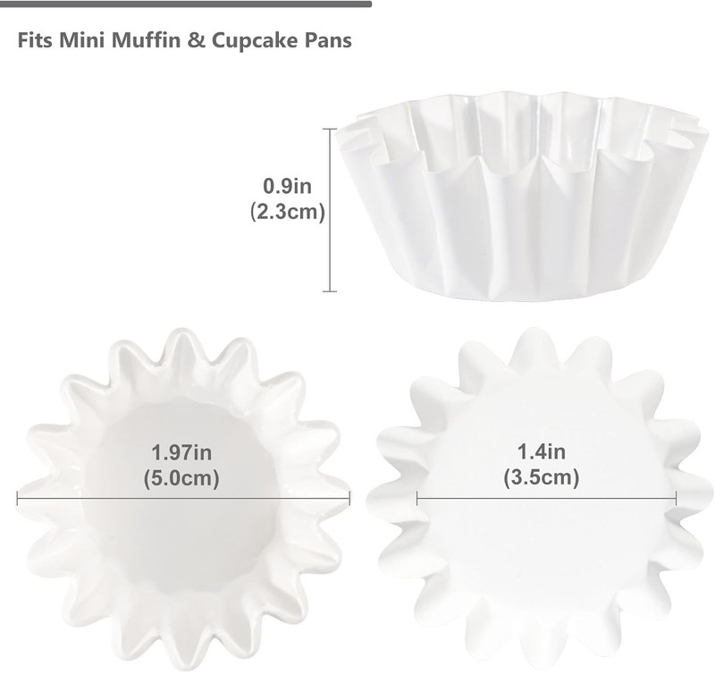Heavy Duty White Mini Cupcake Liners 200 Counts Grease-Resistant Paper Muffin gallery