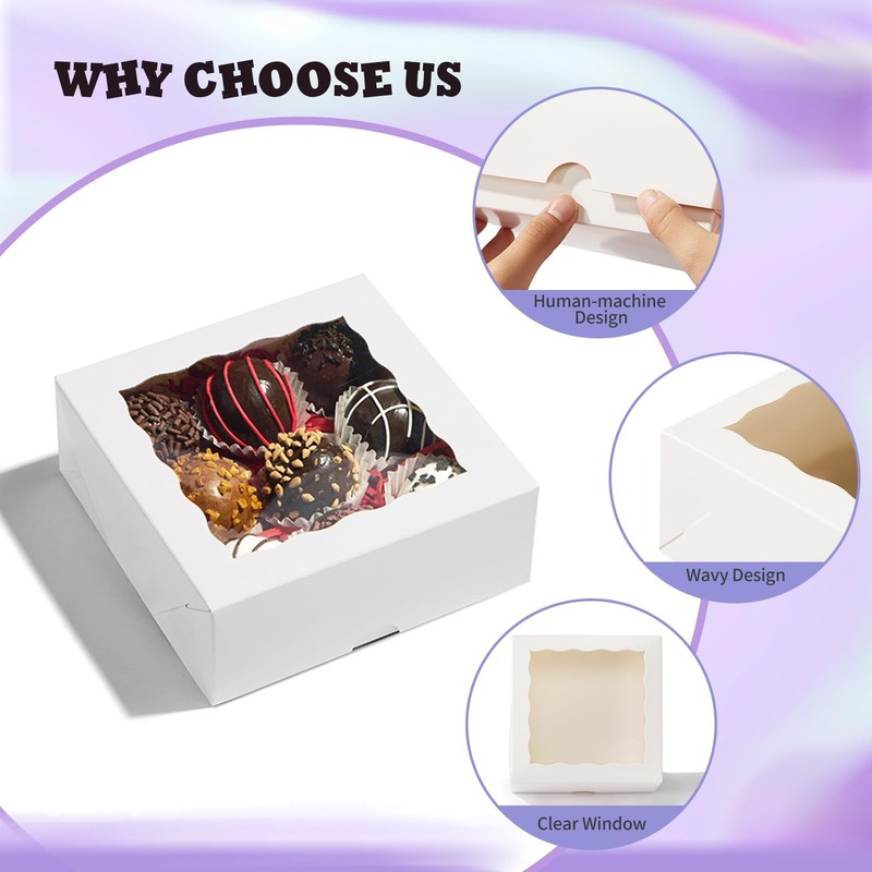 20 PCS Window Boxes 5x5x2 Inch for Cookies Soap Macaron Cake Gift Goodies Box gallery