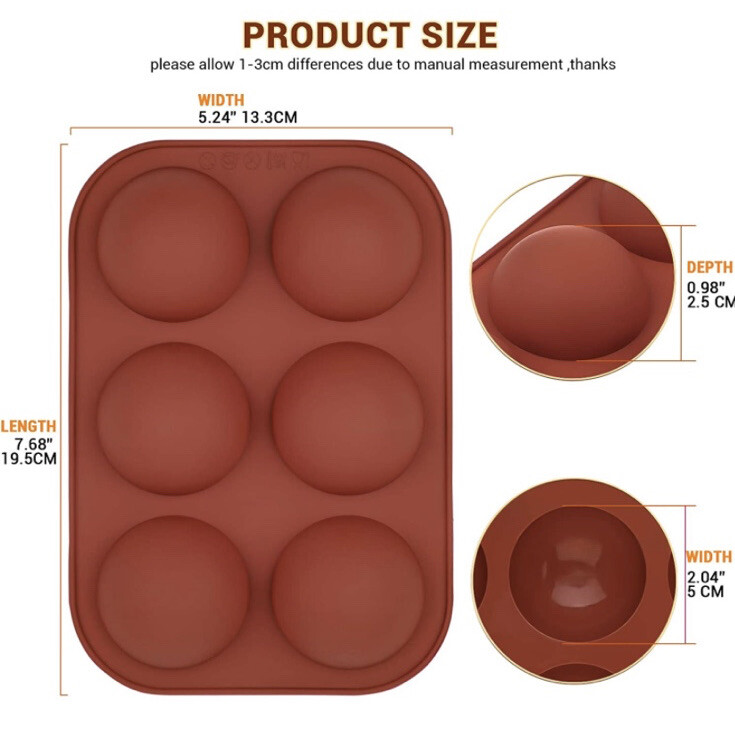 4 PCS 6 Silicone Molds For DIY recipes Different Sizes Half Ball Semi Sphere gallery