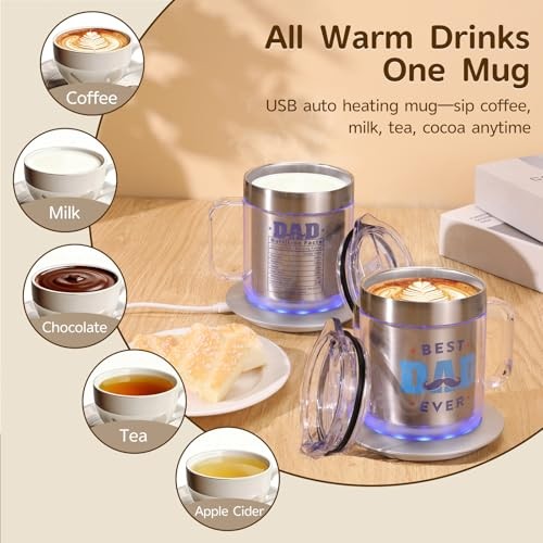 American Flag Coffee Mug Warmer, USB Heated Coffee Cup, Gift Silver FLAG-12oz gallery