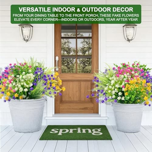 Artificial Flowers for Outdoors, Summer Spring 20 Bundles Mixed 6 Styles 2 gallery