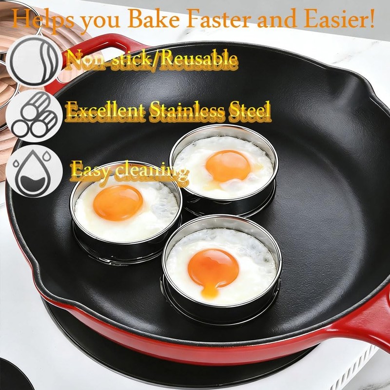 16packs English Muffin Rings Crumpet Rings 4 Inch Stainless Steel Double Roll... gallery