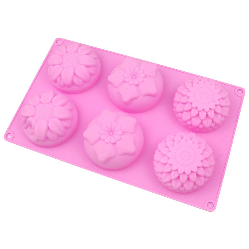 2pcs 6-in-3 sets of flower shaped silicone cake molds are easy to clean gallery