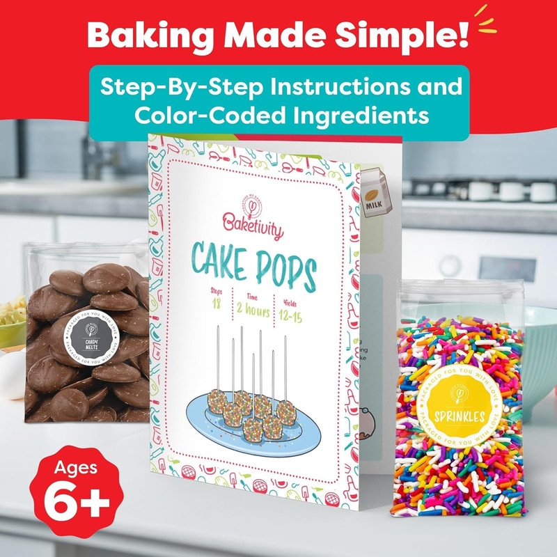 DIY Cake Pop Baking Kit for Kids - Premeasured Ingredients, Decorating Supplies gallery