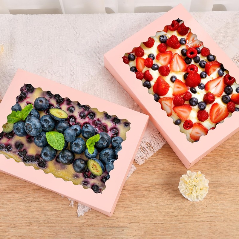 24 PCS Cookie Boxes 14x10x2.5 Inch Large Bakery Window Pies Pink Pastry gallery