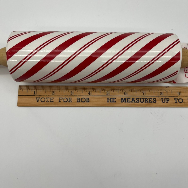 Newclassic Ceramic Rolling Pin Unisex OS Red Candy Cane Stripe Holiday Kitchen gallery