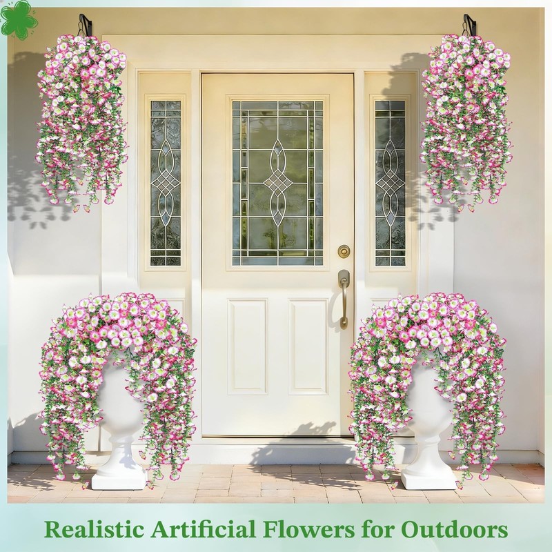 Blurap Artificial Flower For Outdoors 6Pcs Fake Artificial Morning Glory gallery