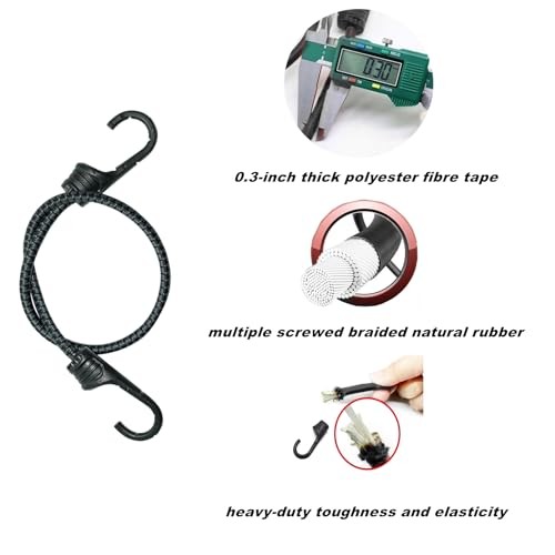 11.8" Rubber Bungee Cords Pp Heavy Duty Tarp Straps with Vinyl Green-11.8" gallery
