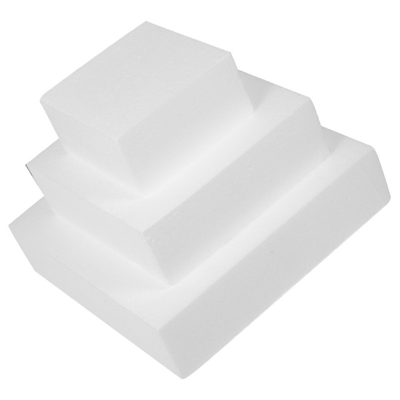 3 Pcs Cake Model Foams Square Cake Dummies Baking Tool Wedding Supply gallery