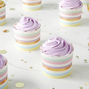 Tulip Cupcake Liners - Pink & Gold Baking Cups - Baby Shower Snack Cups - gallery