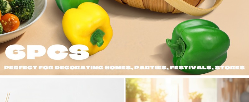 6 Pcs Fake Bell Peppers, Fake Vetables for Decorat, Artificial Bell gallery