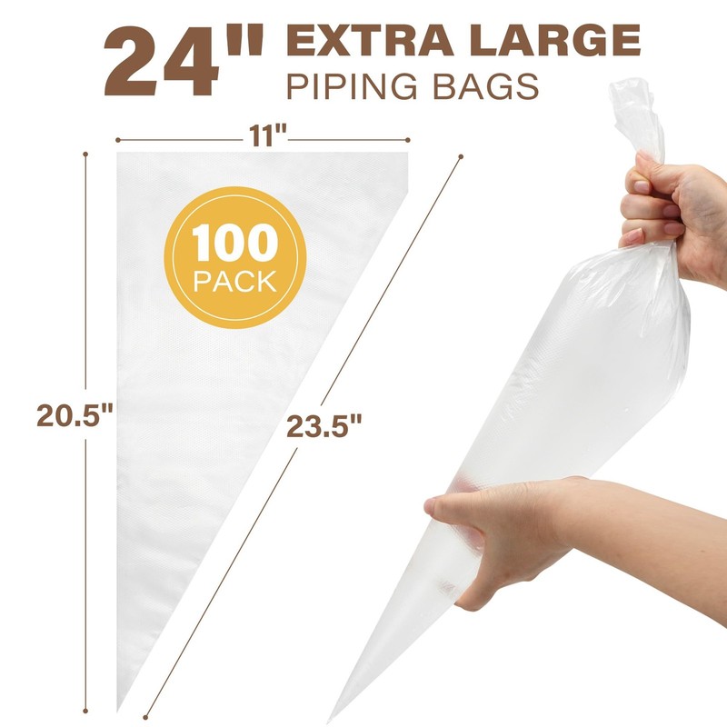 LotFancy 24 Inch Extra Large Piping Bags 24 inch (Pack of 100), Clear gallery