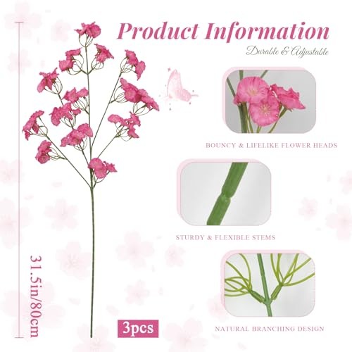 3 Pcs Artificial Flowers with Long Stems 31 in Silk Faux Wildflowers Branches gallery
