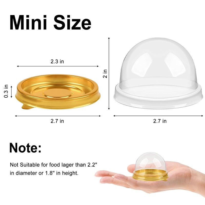 50 Pack Mini Cake Containers, Clear Plastic Small Cupcake Boxes with Dome Lid... gallery
