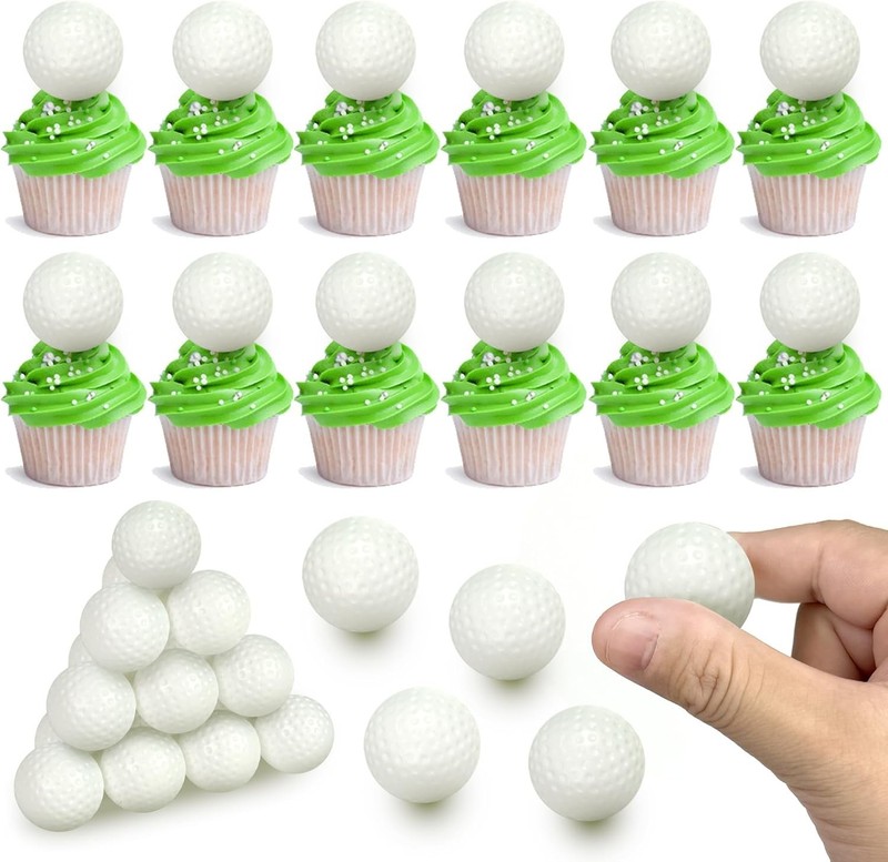 Plastic Golf Ball Cupcake Decorations - 1.1 Inches gallery