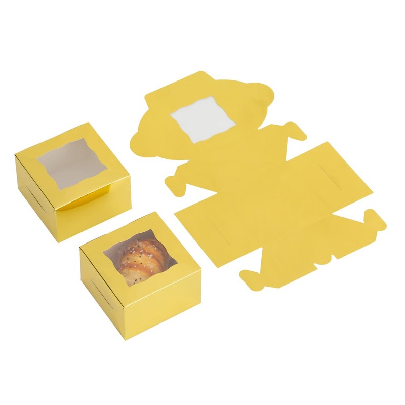 100Pcs Cookie Boxes With Window Small Bakery Boxes 4x4x2.5 Inches Mini Cake B... gallery