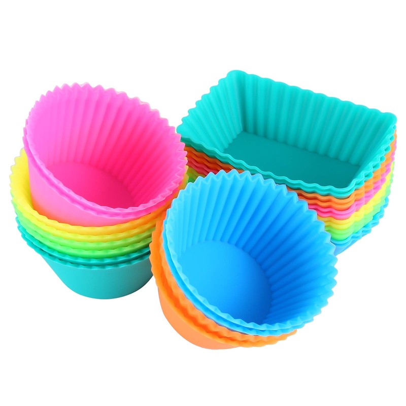 24 Pack Silicone Cupcake Baking Cups Reusable Food-Grade BPA Free Non-Stick M…