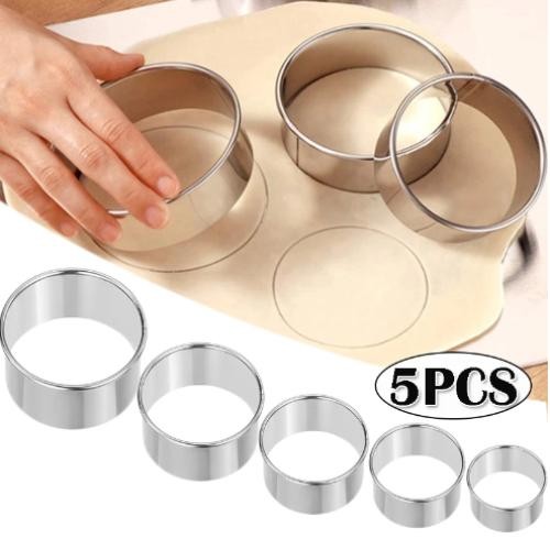 5PCS Stainless Steel Biscuit Cutter Round Dumpling Pastry Cake Mold Tool