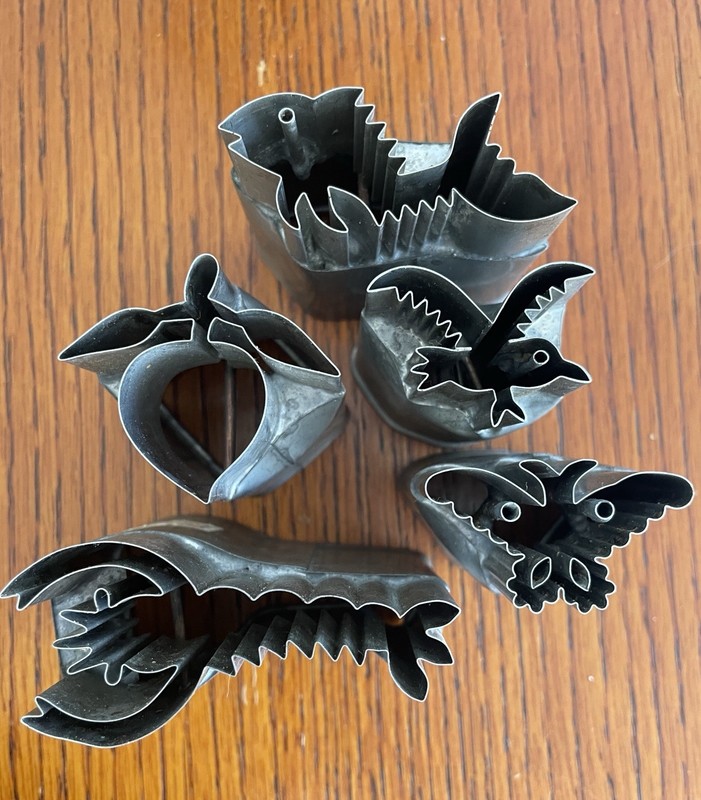 Rare Pastry Canapé Peach Lobster Fish Butterfly & Bird Cookie Cutters Metal Tin