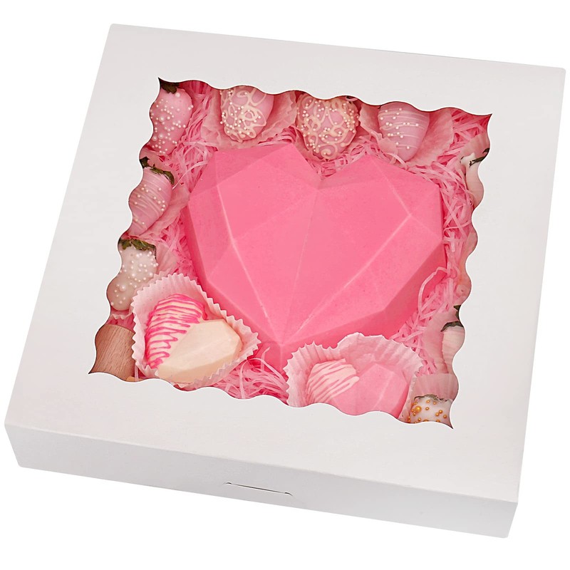 20-Pack Pie Boxes 12" x 12" x 2.5", Bakery Boxes with Window, White Cookie Bo...