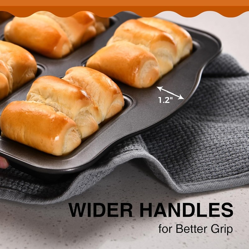 HONGBAKE Nonstick Muffin Pan 12 Cup and Mini Pan+Mini Loaf Pan, Gray gallery