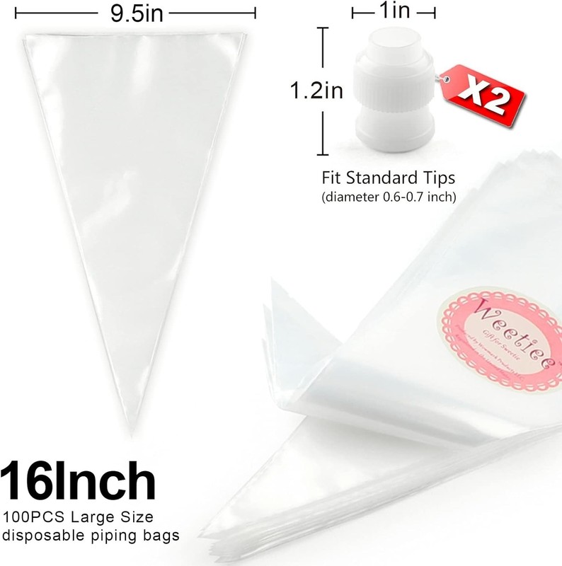 Pastry Piping Bags -100 Pack-16-Inch Disposable Cake Decorating Bags Anti-Bur... gallery