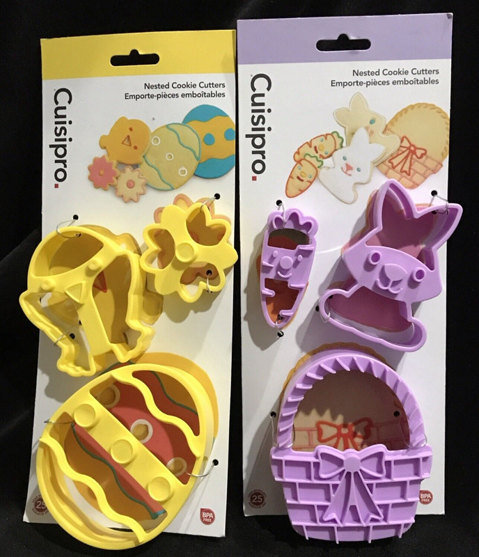 2 EASTER Cookie Cutter Sets Cuisipro Nested Egg Chick Flower Basket Bunny Carrot