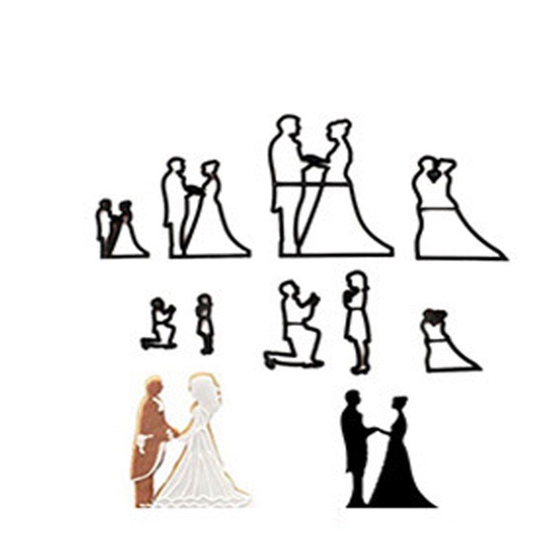 9pcs/Set Wedding Couple Silhouettes Fondant Decorating Sugarcraft Cutter Mould gallery