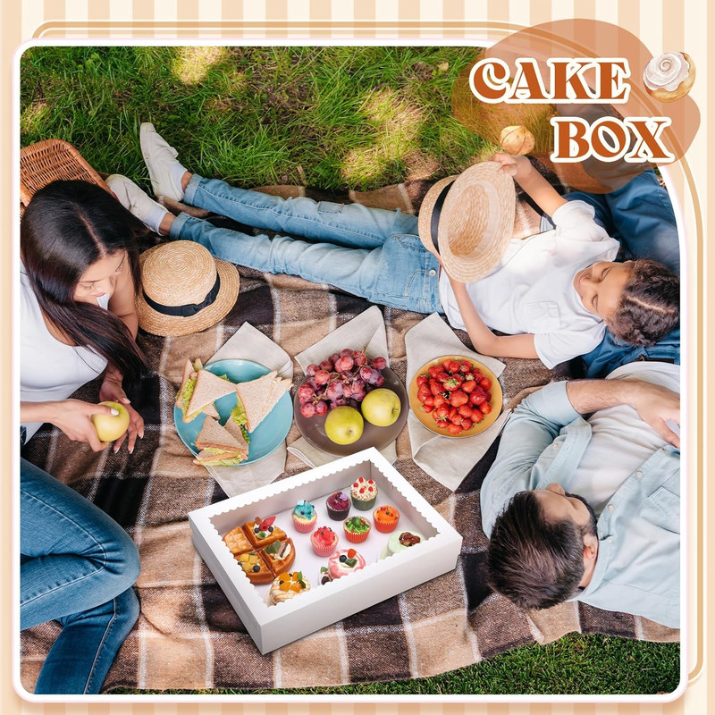 10 Pcs 14X10X4 Inch 1/4 Sheet Cake Boxes 5Pcs Large Rectangle Bakery Boxes with gallery