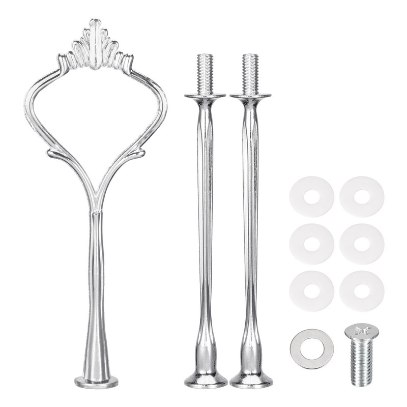 1 Set Cake Tray Stand Handle Plate Hardware Fitting, 3-Tiers Crown Silver