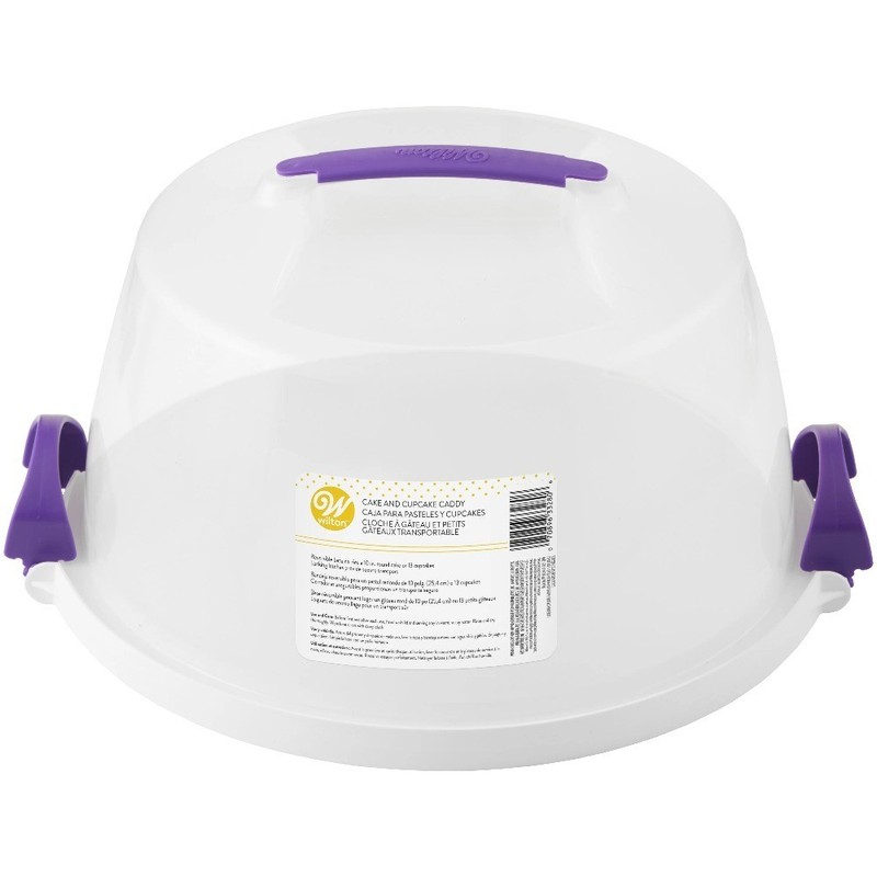 10 Inch Round Cake Carrier with Reversible Base for 13 Cupcakes Secure Lock gallery
