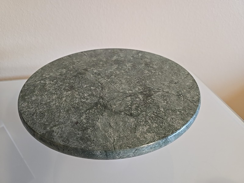 Marble Top With Wooden Off White Stand Handcrafted 11” D- 4.5” Tall gallery