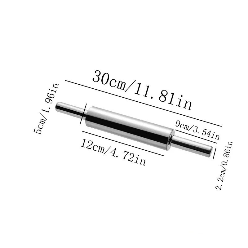Stainless Steel Rolling Pin Non Stick Dough Roller for Baking Pizza Pastry Metal