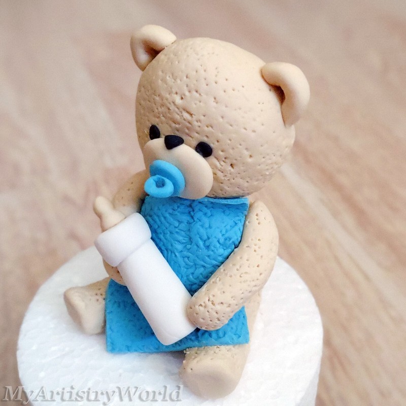 Baby Bear cake topper. Edible 3D fondant/gum paste Bear figurine for a cake