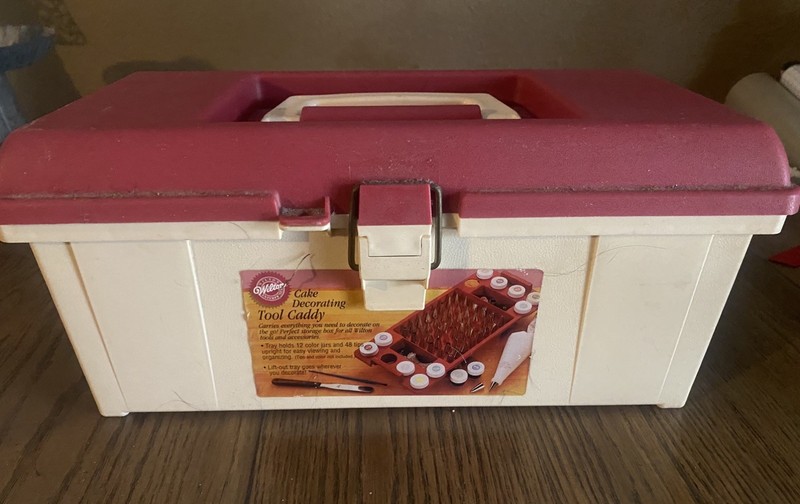 Vintage Wilton Cake Decorating Box Caddy Plus Tools