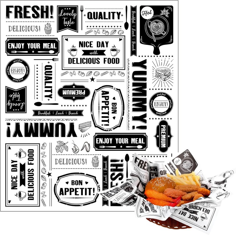 Wax Paper Food Wrap, 13 x 15.8 Inch, 200 Sheets, Grease Resistant,