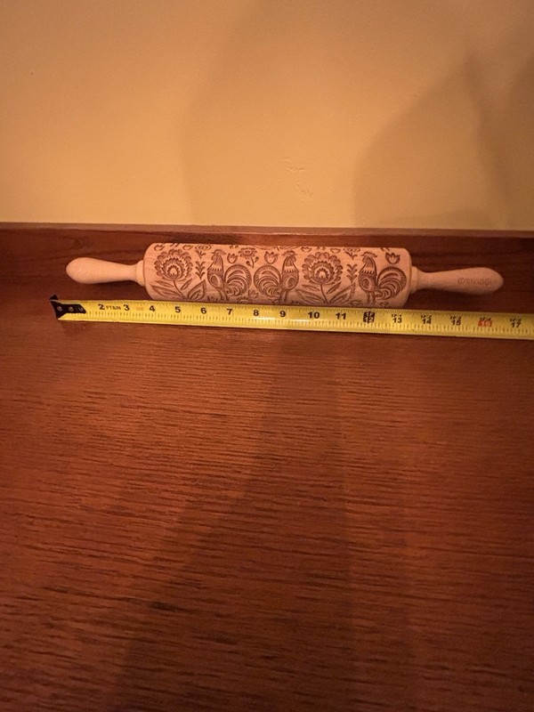 Stodola Wooden Embossing Rolling Pin Rooster Floral Pattern Easy Grip Handle gallery